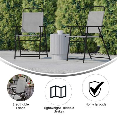 Image showing  Mystic Folding Patio Sling Chairs, Outdoor Textilene Lawn Chairs with Armrests, 2-Pack