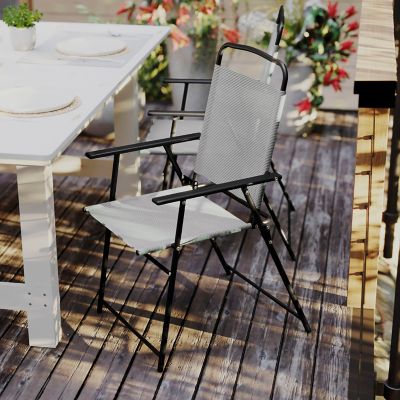 Image showing  Mystic Folding Patio Sling Chairs, Outdoor Textilene Lawn Chairs with Armrests, 2-Pack