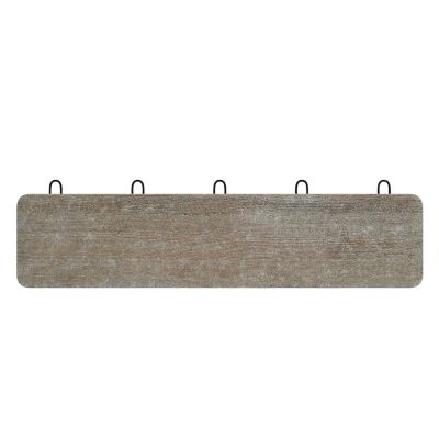 Image showing 6 th Flash Furniture Daly Wall Mounted Solid Pine Wood Storage Rack with 5 Hanging Hooks For Entryway, Kitchen, Bathroom
