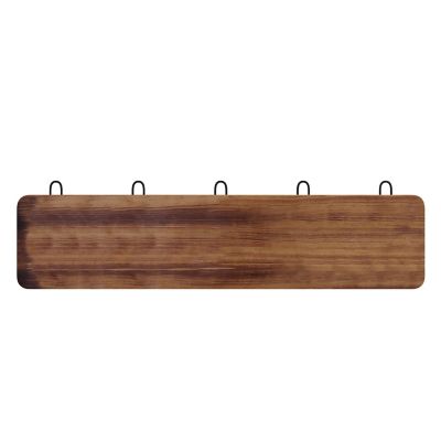 Image showing 6 th Flash Furniture Daly Wall Mounted Solid Pine Wood Storage Rack with 5 Hanging Hooks For Entryway, Kitchen, Bathroom
