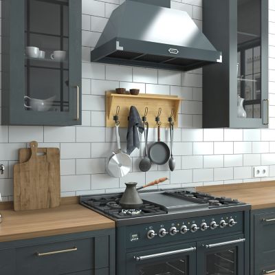 Image showing  Wall Mounted Storage Rack with Upper Shelf and Storage Hooks