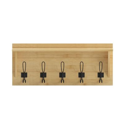 Image showing 8 th Flash Furniture Wall Mounted Storage Rack with Upper Shelf and Storage Hooks
