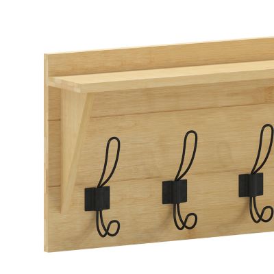 Image showing 9 th Flash Furniture Wall Mounted Storage Rack with Upper Shelf and Storage Hooks