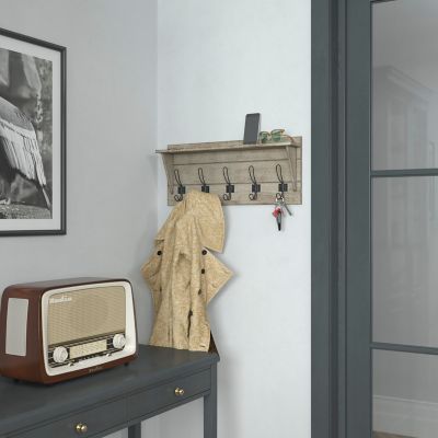 Image showing  Wall Mounted Storage Rack with Upper Shelf and Storage Hooks