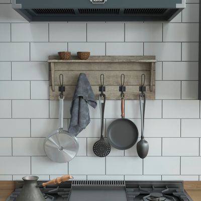 Image showing  Wall Mounted Storage Rack with Upper Shelf and Storage Hooks