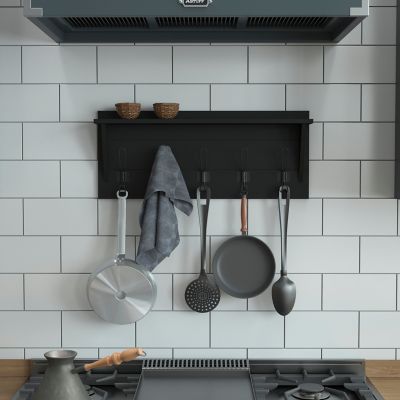 Image showing 3 th Flash Furniture Wall Mounted Storage Rack with Upper Shelf and Storage Hooks