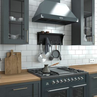 Image showing 4 th Flash Furniture Wall Mounted Storage Rack with Upper Shelf and Storage Hooks