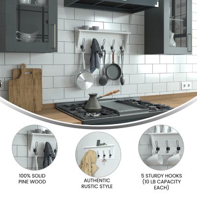 Image showing  Wall Mounted Storage Rack with Upper Shelf and Storage Hooks