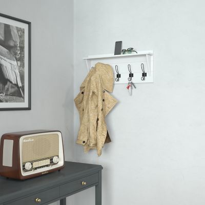 Image showing  Wall Mounted Storage Rack with Upper Shelf and Storage Hooks