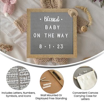 Image showing  Wood Frame Letter Board with 389 PP Letters and Canvas Carry Bag