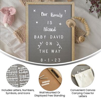 Image showing 2 th Flash Furniture Wood Frame Letter Board with 389 PP Letters and Canvas Carry Bag