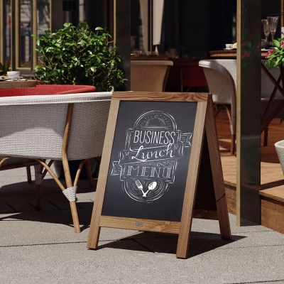 Image showing  Indoor/Outdoor 40x20 Freestanding Wood A-Frame Magnetic Chalkboard, Torched Brown