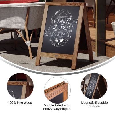 Image showing  Indoor/Outdoor 40x20 Freestanding Wood A-Frame Magnetic Chalkboard, Torched Brown