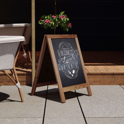 Image showing  Indoor/Outdoor 40x20 Freestanding Wood A-Frame Magnetic Chalkboard, Torched Brown
