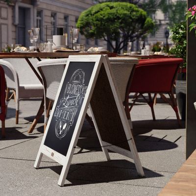 Image showing  Indoor/Outdoor Freestanding Wood A-Frame Magnetic Chalkboard, Whitewashed