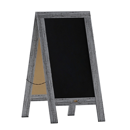 Flash Furniture Indoor/Outdoor 40x20 Freestanding Wood A-Frame Magnetic Chalkboard, Graywash