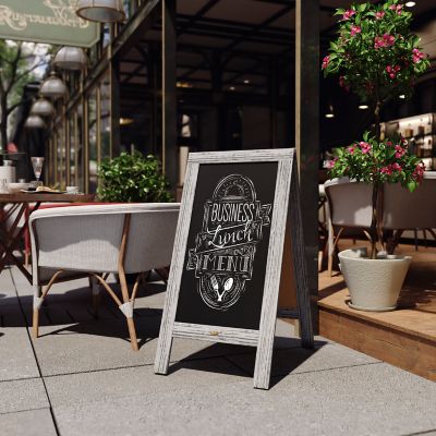 Image showing  Indoor/Outdoor 40x20 Freestanding Wood A-Frame Magnetic Chalkboard, Graywash