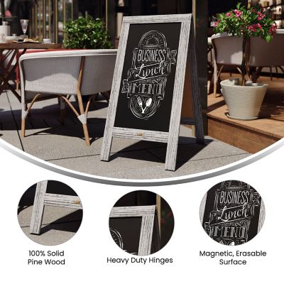 Image showing  Indoor/Outdoor 40x20 Freestanding Wood A-Frame Magnetic Chalkboard, Graywash