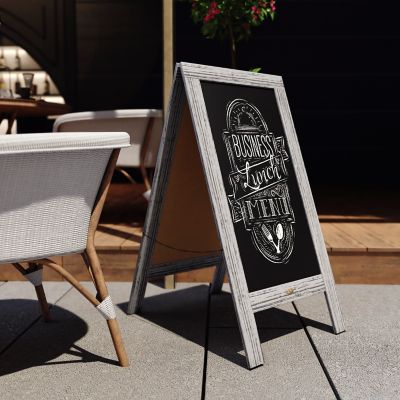 Image showing  Indoor/Outdoor 40x20 Freestanding Wood A-Frame Magnetic Chalkboard, Graywash