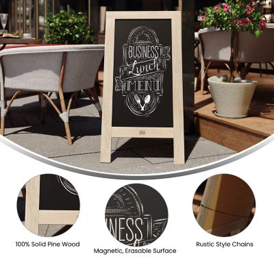 Image showing  Indoor/Outdoor 40x20 Freestanding Wood A-Frame Magnetic Chalkboard, Weathered