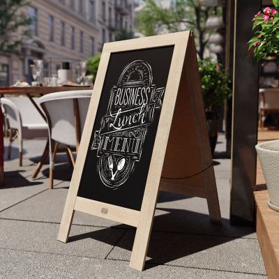 Image showing  Indoor/Outdoor 40x20 Freestanding Wood A-Frame Magnetic Chalkboard, Weathered