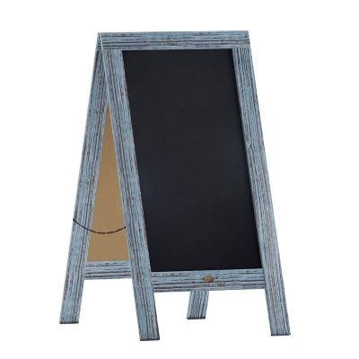 Flash Furniture Indoor/Outdoor 40x20 Freestanding Wood A-Frame Magnetic Chalkboard, Blue