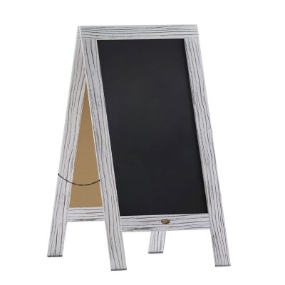 Flash Furniture Indoor/Outdoor 40x20 Freestanding Wood A-Frame Magnetic Chalkboard, Whitewashed