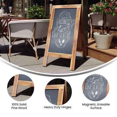 Image showing  Indoor/Outdoor 40x20 Freestanding Wood A-Frame Magnetic Chalkboard, Brown