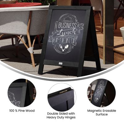 Image showing  Indoor/Outdoor 40x20 Freestanding Wood A-Frame Magnetic Chalkboard, Blue