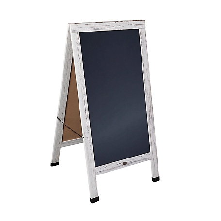 Flash Furniture Wood A-Frame Magnetic Chalkboard Set-Markers, Stencils, and Magnets, HGWA-CB-4824-WHWSH-GG