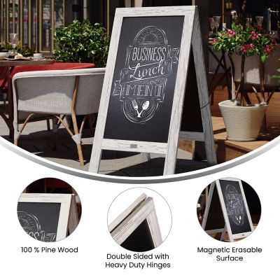 Image showing  Wood A-Frame Magnetic Chalkboard Set-Markers, Stencils, and Magnets, HGWA-CB-4824-WHWSH-GG
