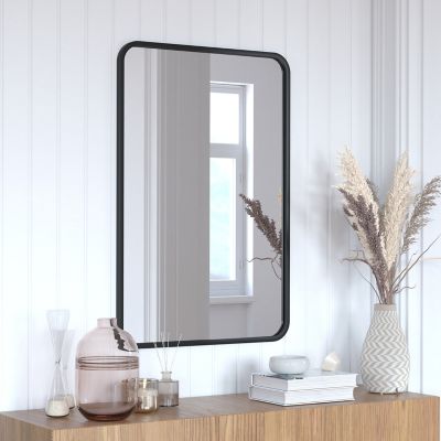 Flash Furniture Jada Decorative Wall Mirror - Rounded Corners, Bathroom & Living Room Glass Mirror Hangs Horizontal Or Vertical