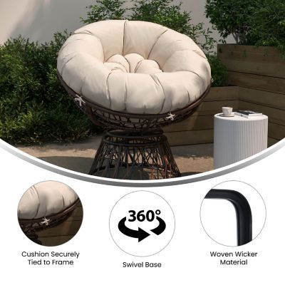 Image showing  Bowie Comfort Series Swivel Patio Chair with Cushion, JE-5101W-BG-GG