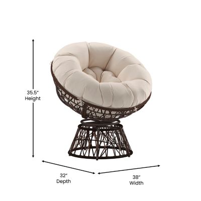 Image showing  Bowie Comfort Series Swivel Patio Chair with Cushion, JE-5101W-BG-GG
