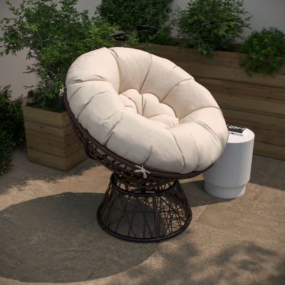 Image showing 5 th Flash Furniture Bowie Comfort Series Swivel Patio Chair with Cushion, JE-5101W-BG-GG