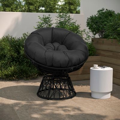 Flash Furniture Bowie Comfort Series Swivel Patio Chair with Cushion, JE-5101W-BK-GG