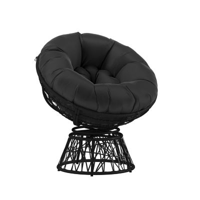 Image showing  Bowie Comfort Series Swivel Patio Chair with Cushion, JE-5101W-BK-GG