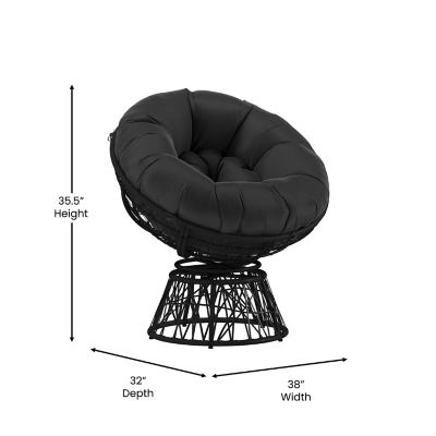 Image showing  Bowie Comfort Series Swivel Patio Chair with Cushion, JE-5101W-BK-GG