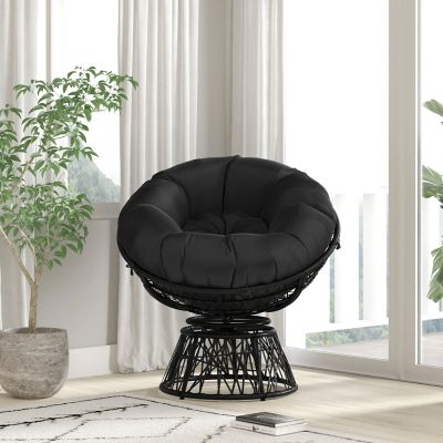 Image showing  Bowie Comfort Series Swivel Patio Chair with Cushion, JE-5101W-BK-GG