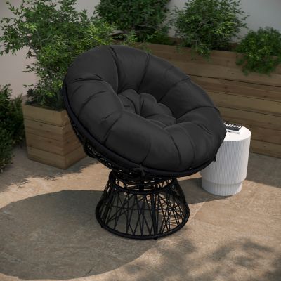 Image showing 5 th Flash Furniture Bowie Comfort Series Swivel Patio Chair with Cushion, JE-5101W-BK-GG