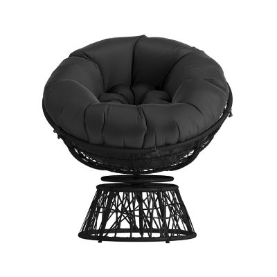 Image showing 9 th Flash Furniture Bowie Comfort Series Swivel Patio Chair with Cushion, JE-5101W-BK-GG