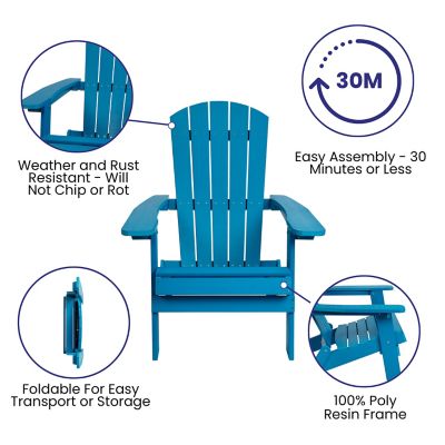 Image showing  Charlestown All-Weather Poly Resin Indoor/Outdoor Folding Adirondack Chair
