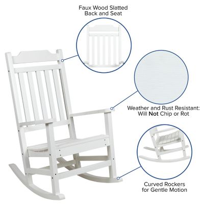 Image showing 1 th Flash Furniture Winston All-Weather Poly Resin Wood Patio Rocking Chair