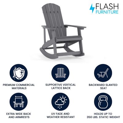 Image showing  Savannah All-Weather Poly Resin Wood Adirondack Rocking Chair with Rust Resistant Stainless Steel Hardware