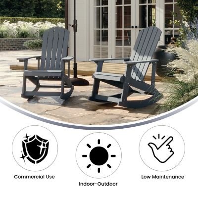 Image showing  Savannah All-Weather Poly Resin Wood Adirondack Rocking Chair with Rust Resistant Stainless Steel Hardware