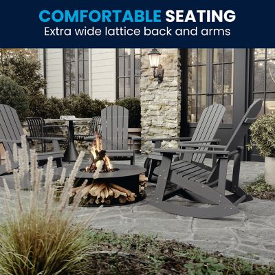 Image showing  Savannah All-Weather Poly Resin Wood Adirondack Rocking Chair with Rust Resistant Stainless Steel Hardware