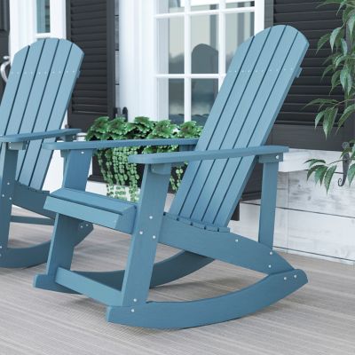 Image showing 1 th Flash Furniture Savannah All-Weather Poly Resin Wood Adirondack Rocking Chair with Rust Resistant Stainless Steel Hardware