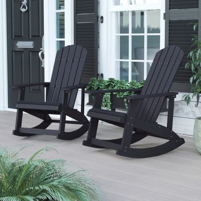 Flash Furniture Adirondack Poly Resin Rocking Chairs for Indoor/Outdoor Use - 2 Pack