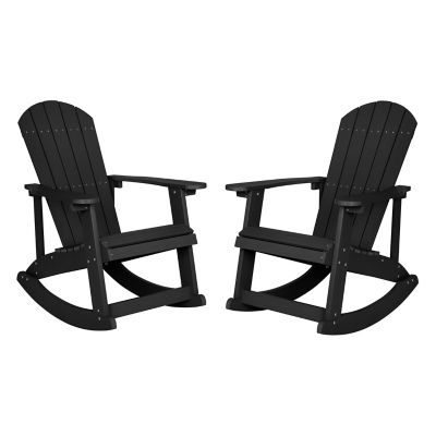 Image showing  Indoor/Outdoor Adirondack Poly Resin Rocking Chairs, 2-Pack
