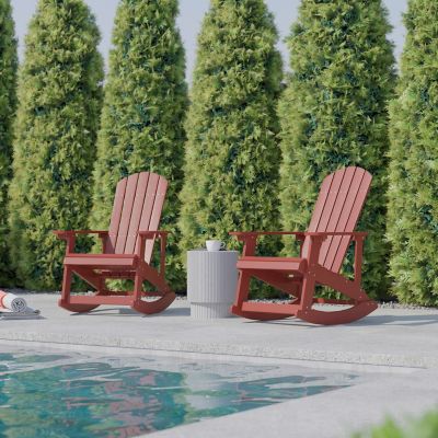 Flash Furniture Indoor/Outdoor Adirondack Poly Resin Rocking Chairs, 2-Pack